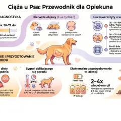 Objawy porodu u suki: spadek apetytu, mniejsza aktywność, powiększenie sutków. Spadek temperatury ciała do 37°C na 12-24h przed akcją.